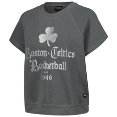 Boston Celtics The Wild Collective Women's Embroidered Fleece Raglan Short Sleeve Pullover Sweatshirt - Gray shop