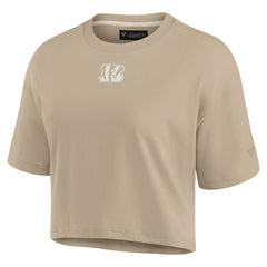 Cincinnati Bengals Women's Elements Super Soft Boxy Cropped T-Shirt - Khaki on sale