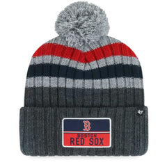 Boston Red Sox Stack Cuffed Knit Hat with Pom - Gray | 47 brand