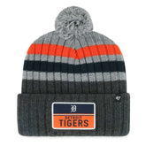 Detroit Tigers Stack Cuffed Knit Hat with Pom - Gray | 47 brand