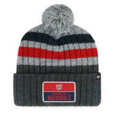 Washington Nationals Stack Cuffed Knit Hat with Pom - Gray | 47 brand