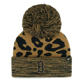 Boston Red Sox Women's Leopard Rosette Cuffed Knit Hat with Pom | 47 brand