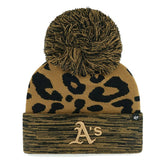 Athletics Women's Leopard Rosette Cuffed Knit Hat with Pom | 47 brand