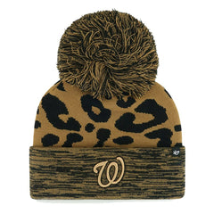 Washington Nationals Women's Leopard Rosette Cuffed Knit Hat with Pom | 47 brand