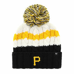 Pittsburgh Pirates Women's Ashfield Cuffed Knit Hat with Pom - White/Black | 47 brand