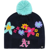 Athletics Girls Youth Buttercup Knit Beanie with Pom - Navy | 47 brand