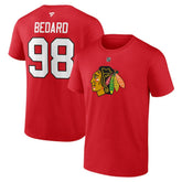 Connor Bedard Chicago Blackhawks Fanatics Authentic Stack Name & Number T-Shirt Red