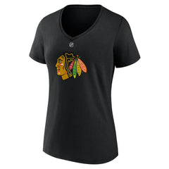 Connor Bedard Chicago Blackhawks Fanatics Women's Authentic Stack Name & Number V-Neck T-Shirt Black