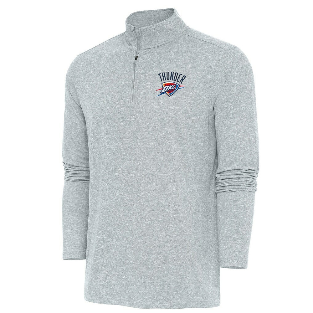 Oklahoma City Thunder Antigua Hunk Quarter-Zip Pullover Top - Heather Gray shop