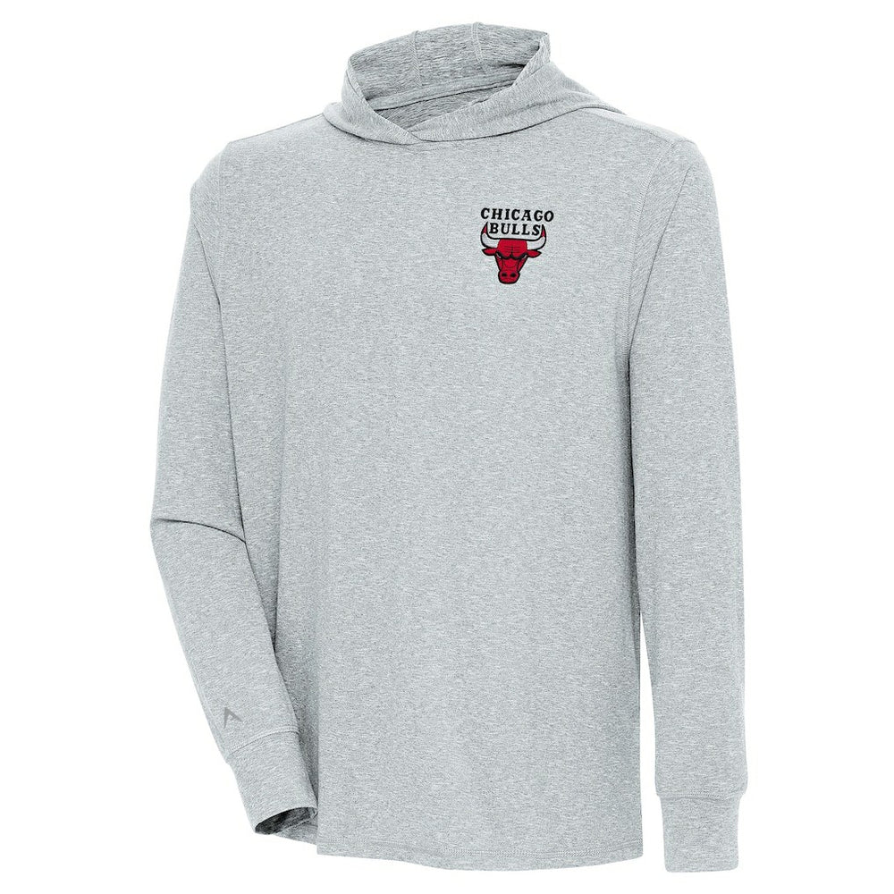 Chicago Bulls Antigua Saga Long Sleeve Hoodie T-Shirt - Heather Gray discount