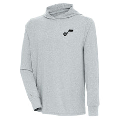 Utah Jazz Antigua Saga Long Sleeve Hoodie T-Shirt - Heather Gray outlet