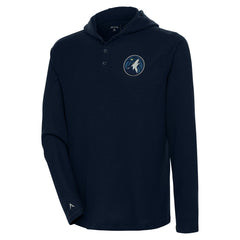 Minnesota Timberwolves Antigua Strong Hold Long Sleeve Henley Hoodie T-Shirt - Navy cheap