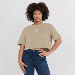 New York Knicks Women's Elements Super Soft Boxy Cropped T-Shirt - Khaki | Fanatics cheap