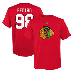 Connor Bedard Chicago Blackhawks Preschool Authentic Stack Name & Number T-Shirt Red