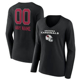 Arizona Cardinals Women's Personalized Name & Number Team Wordmark Long Sleeve V-Neck T-Shirt - Black sale
