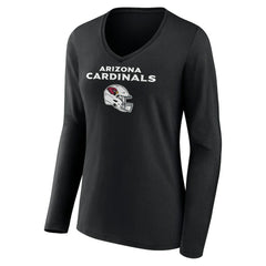 Arizona Cardinals Women's Personalized Name & Number Team Wordmark Long Sleeve V-Neck T-Shirt - Black sale
