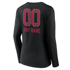 Arizona Cardinals Women's Personalized Name & Number Team Wordmark Long Sleeve V-Neck T-Shirt - Black sale