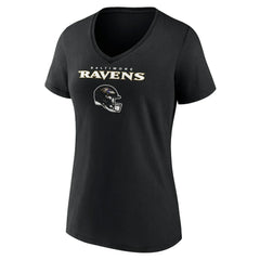 Baltimore Ravens Women's Personalized Name & Number Team Wordmark V-Neck T-Shirt - Black for sale