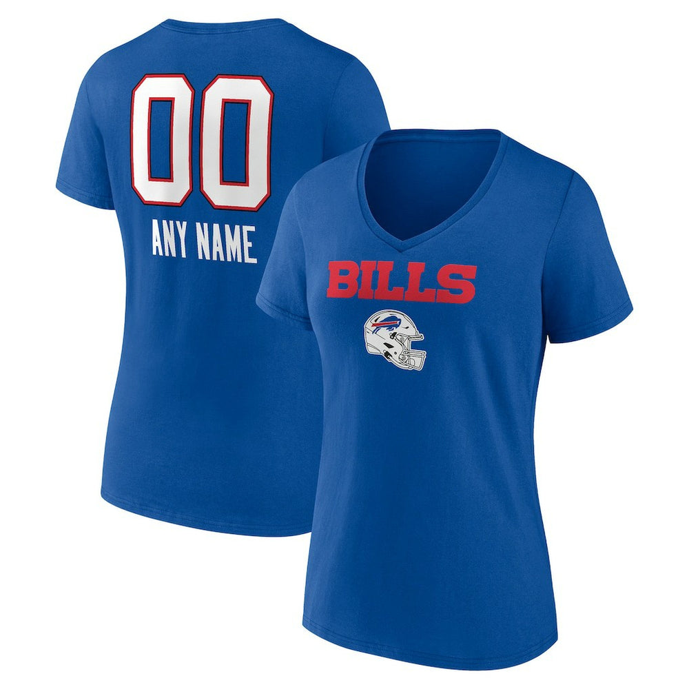 Buffalo Bills Women's Personalized Name & Number Team Wordmark V-Neck T-Shirt - Royal outlet