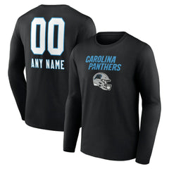 Carolina Panthers Personalized Name & Number Team Wordmark Long Sleeve T-Shirt - Black outlet