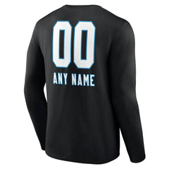 Carolina Panthers Personalized Name & Number Team Wordmark Long Sleeve T-Shirt - Black outlet