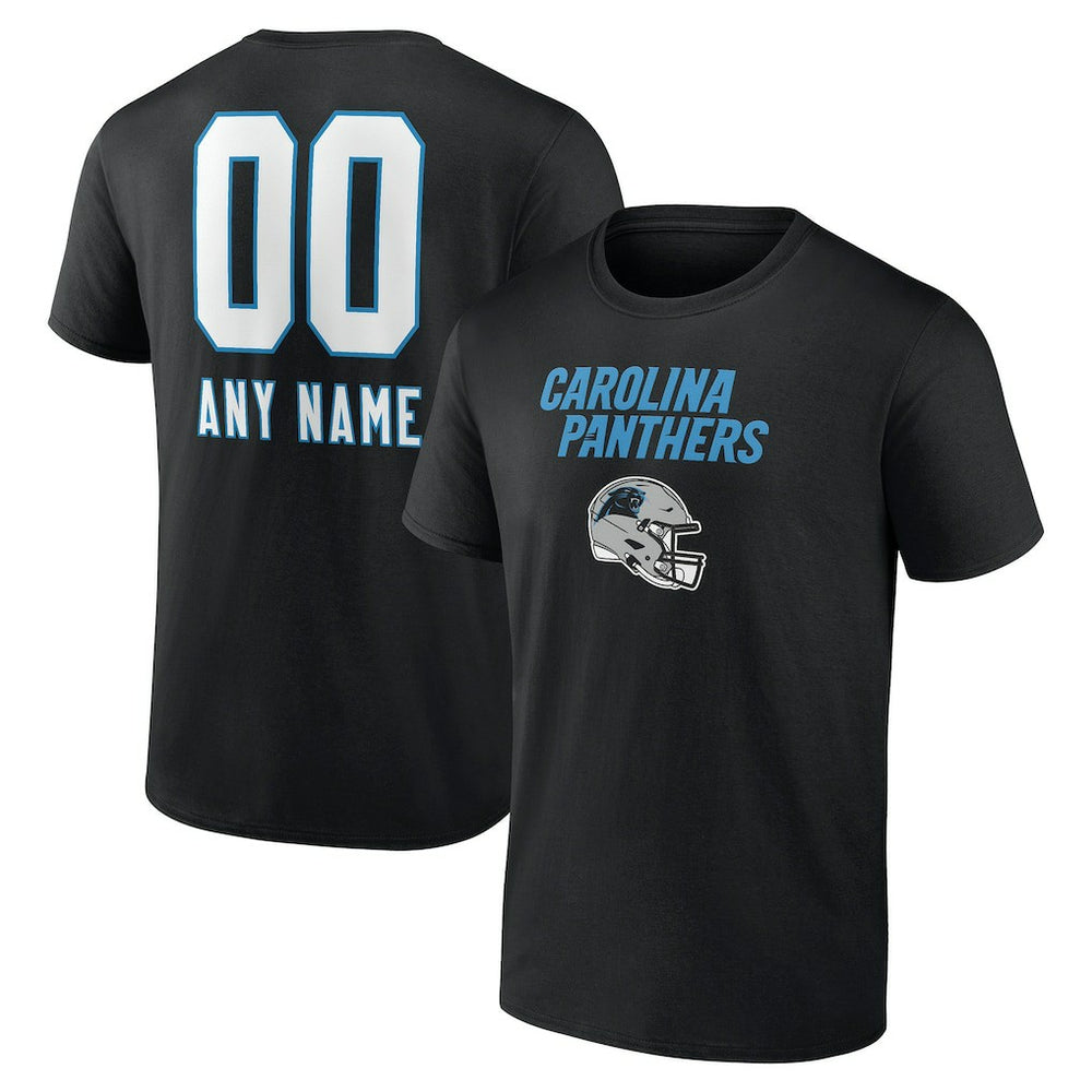 Carolina Panthers Personalized Name & Number Team Wordmark T-Shirt - Black for sale