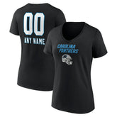 Carolina Panthers Women's Personalized Name & Number Team Wordmark V-Neck T-Shirt - Black discount