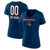 Chicago Bears Women's Personalized Name & Number Team Wordmark V-Neck T-Shirt - Navy discount