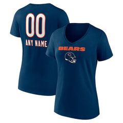 Chicago Bears Women's Personalized Name & Number Team Wordmark V-Neck T-Shirt - Navy discount