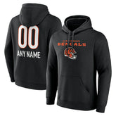 Cincinnati Bengals Personalized Name & Number Team Wordmark Pullover Hoodie - Black on sale