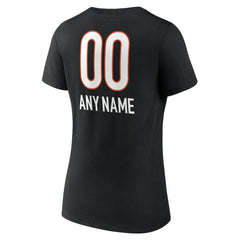 Cincinnati Bengals Women's Personalized Name & Number Team Wordmark V-Neck T-Shirt - Black cheap