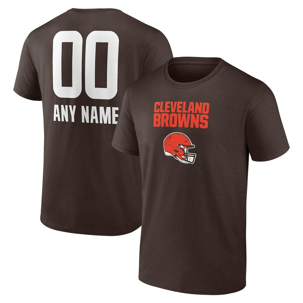 Cleveland Browns Personalized Name & Number Team Wordmark T-Shirt - Brown discount