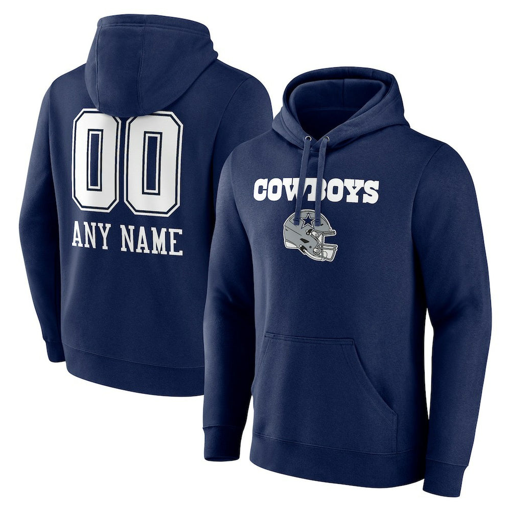 Dallas Cowboys Personalized Name & Number Team Wordmark Pullover Hoodie - Navy online