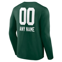 Green Bay Packers Personalized Name & Number Team Wordmark Long Sleeve T-Shirt - Green for sale