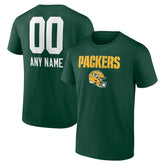 Green Bay Packers Personalized Name & Number Team Wordmark T-Shirt - Green discount
