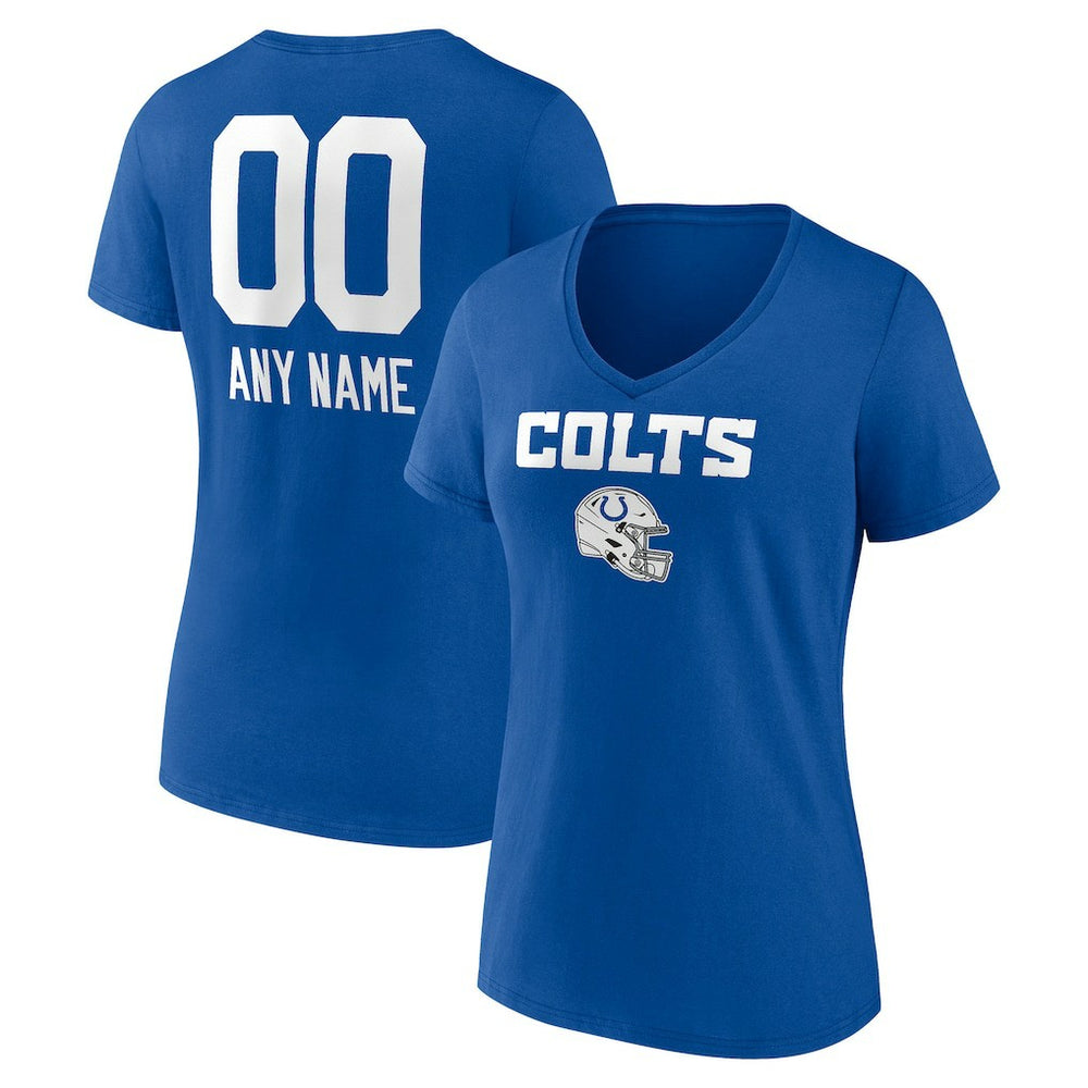Indianapolis Colts Women's Personalized Name & Number Team Wordmark V-Neck T-Shirt - Royal outlet