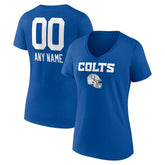 Indianapolis Colts Women's Personalized Name & Number Team Wordmark V-Neck T-Shirt - Royal outlet