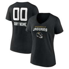 Jacksonville Jaguars Women's Personalized Name & Number Team Wordmark V-Neck T-Shirt - Black for sale