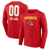 Kansas City Chiefs Personalized Name & Number Team Wordmark Long Sleeve T-Shirt - Red online