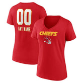 Kansas City Chiefs Women's Personalized Name & Number Team Wordmark V-Neck T-Shirt - Red for sale