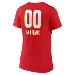 Kansas City Chiefs Women's Personalized Name & Number Team Wordmark V-Neck T-Shirt - Red for sale