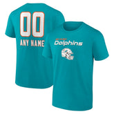 Miami Dolphins Personalized Name & Number Team Wordmark T-Shirt - Aqua cheap