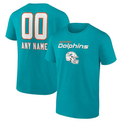 Miami Dolphins Personalized Name & Number Team Wordmark T-Shirt - Aqua cheap