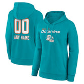 Miami Dolphins Women's Personalized Name & Number Team Wordmark Pullover Hoodie - Aqua for sale
