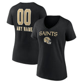 New Orleans Saints Women's Personalized Name & Number Team Wordmark V-Neck T-Shirt - Black online