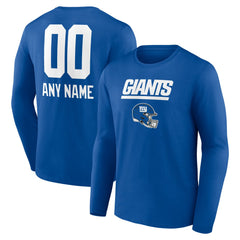 New York Giants Personalized Name & Number Team Wordmark Long Sleeve T-Shirt - Royal online