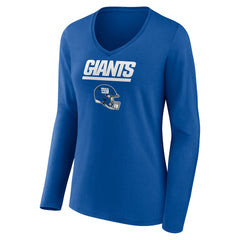 New York Giants Women's Personalized Name & Number Team Wordmark Long Sleeve V-Neck T-Shirt - Royal discount