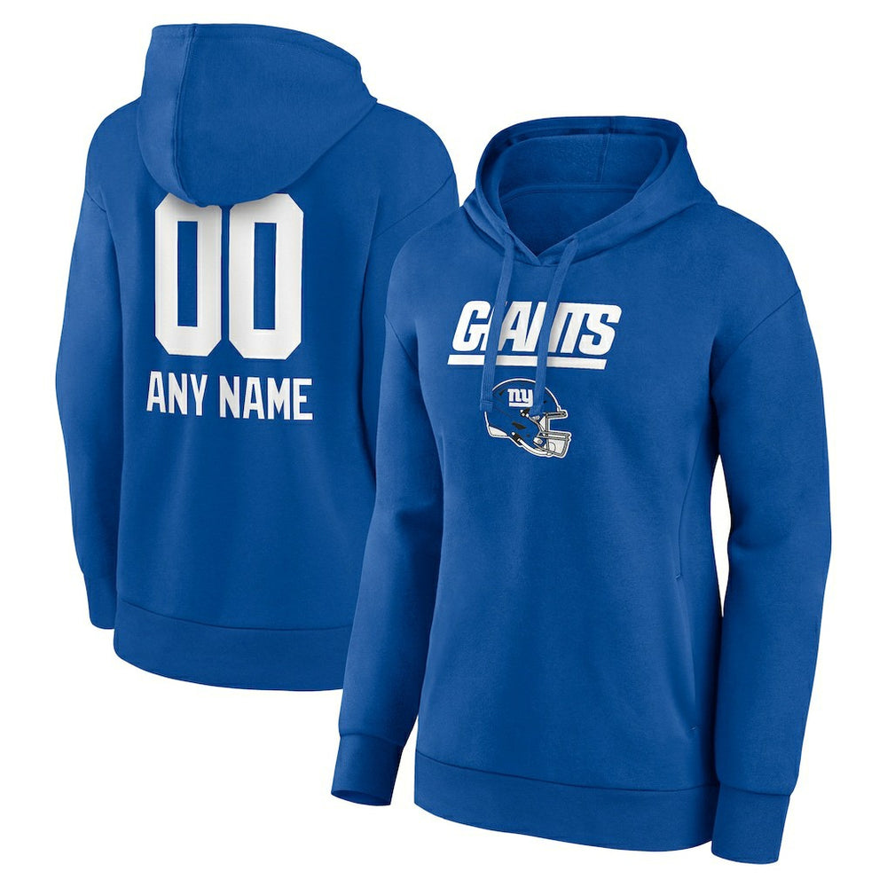 New York Giants Women's Personalized Name & Number Team Wordmark Pullover Hoodie - Royal for sale