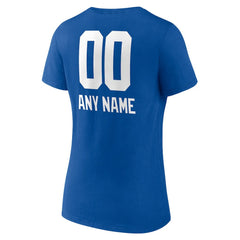 New York Giants Women's Personalized Name & Number Team Wordmark V-Neck T-Shirt - Royal cheap