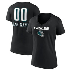 Philadelphia Eagles Women's Personalized Name & Number Team Wordmark V-Neck T-Shirt - Black outlet